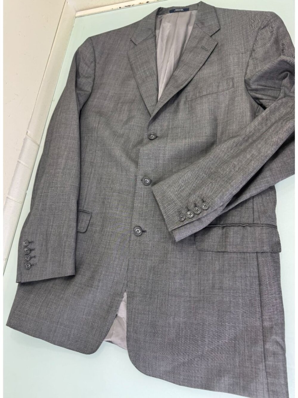 Hart Schaffner Marx Suit Jacket Blazer 46L Cashmere Wool 3 Button Ventless Gray